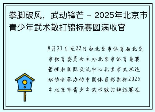 拳脚破风，武动锋芒 - 2025年北京市青少年武术散打锦标赛圆满收官